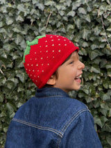 strawberry hat for kids in merino wool - pop a plum